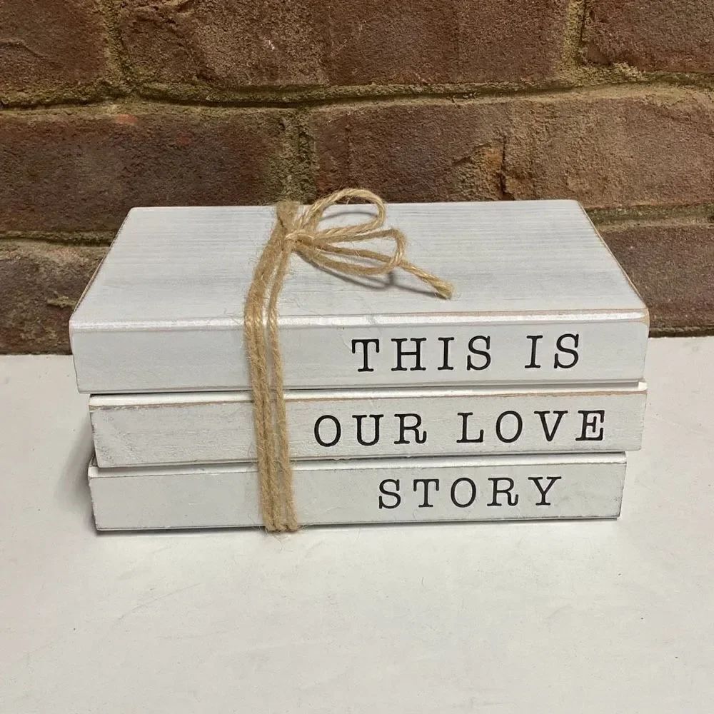 Wooden Stack of 3 Books-This Is Our Love Story